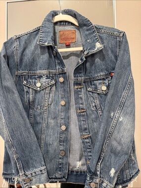 Lucky Brand Faded Blue Distressed Denim Women Jacket SZ S